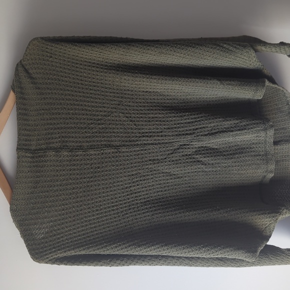 Free People Mercury Waffle Knit Top Medium Green Off shoulder - Picture 4 of 7